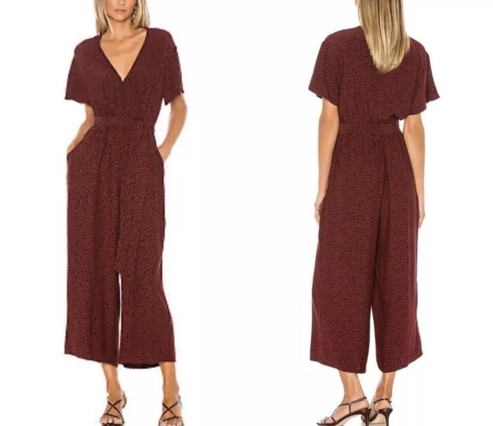 Rails size small v-neck cropped jumpsuit maroon & black